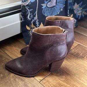 Brown leather ankle booties